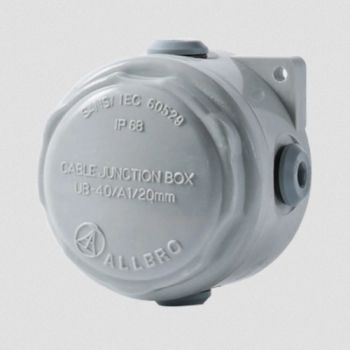 Allbro Round Junction Box IP68 UB40/A1/20 High Impact Enclosure 115mm x 115mm x 83mm