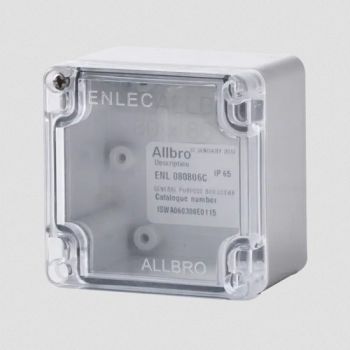 Allbro Enlec Clear lid, Grey base IP66 Enclosure 80mm x 80mm x 55mm