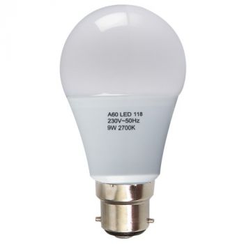 Brightstar BULB LED 118 Frosted 9W Bc B22 Warm White A60 3000K