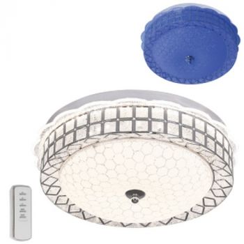 Brightstar CF164 RGB RGB Colour Changing Ceiling Fitting with Frosted Patterned Glass Acrylic and Remote Control Polished Chrome