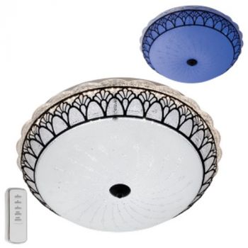Brightstar CF166 RGB RGB Colour Changing Ceiling Fitting with Frosted Patterned Glass Acrylic and Remote Control Black