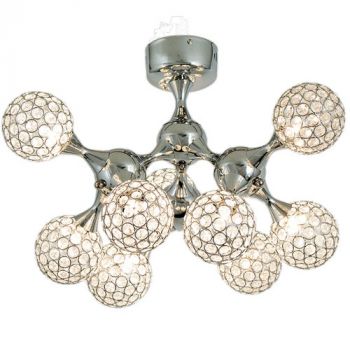 Brightstar CF314/9 CRYSTAL Polished Chrome Ceiling Fitting with Crystals