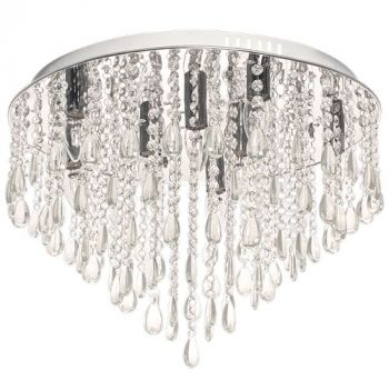 Brightstar CF315/8+LED Polished Chrome LED Ceiling Fitting with Glass and Acrylic Crystals