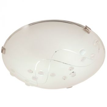 Brightstar CF328 L CHR, CF328 S CHR Metal Base with Patterned Frosted Glass and Chrome Clips (Multiple Sizes)