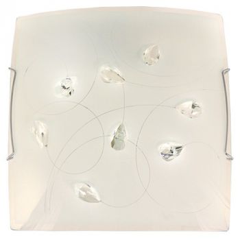 Brightstar CF362 SMALL Frosted Patterned Glass with Crystals and Polished Chrome Clips