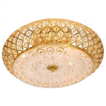 Brightstar CF480/3 GOLD Metal Base with Clear Acrylic Crystals and Patterned Glass