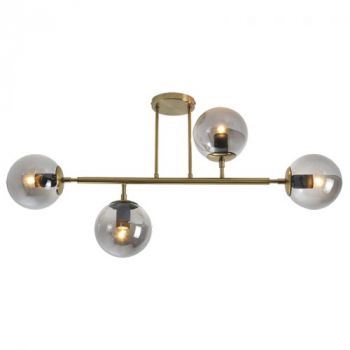 Brightstar CF560/4 GD/SM Satin Gold Metal Ceiling Fitting with Smoke Colour Glass