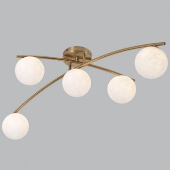 Brightstar CF608/5 SATIN BRASS Metal and Plastic Ceiling Light with Moveable Arms G9 Satin Brass