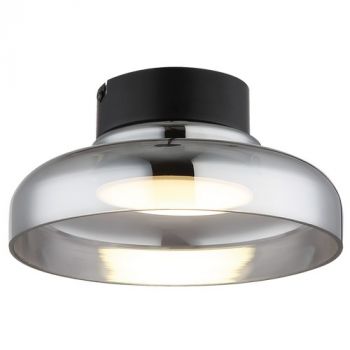 Brightstar CF617 COOL 6W LED Metal Ceiling Light with Smoke Colour Glass and PC Diffuser Black