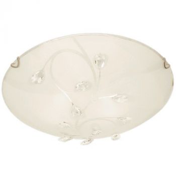 Brightstar CF631 LARGE, CF631 SMALL Frosted Patterned Glass with Clear Acrylic Crystals (Multiple Sizes)