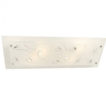 Brightstar CF634/4 WHITE White Patterned Glass with Clear Acrylic Crystals