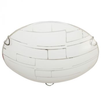 Brightstar CF725 LARGE LED Ceiling Fitting with Metal Base Patterned Frosted Glass and Chrome Clips (300mm)