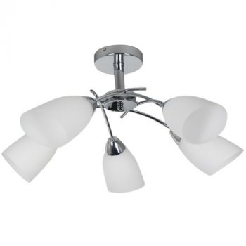 Brightstar CH019/5 SATIN Polished Chrome with White Glass