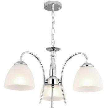 Brightstar CH079/3 CHROME Polished Chrome Chandelier with Frosted Glass
