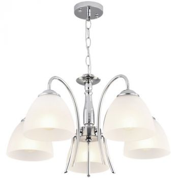 Brightstar CH079/5 CHROME Polished Chrome Chandelier with Frosted Glass