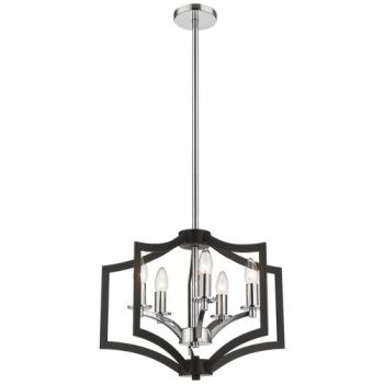 Brightstar CH087/5 BK/CHROME Metal and Polished Chrome Chandelier