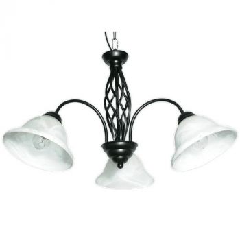Brightstar CH1032/3 BLACK Metal Chandelier with Alabaster Glass