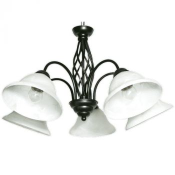 Brightstar CH1032/5 BLACK Metal Chandelier with Alabaster Glass