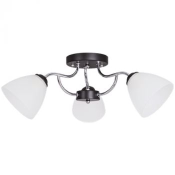 Brightstar CH178/3 CHROME Polished Chrome and Black Metal Chandelier with Frosted Glass
