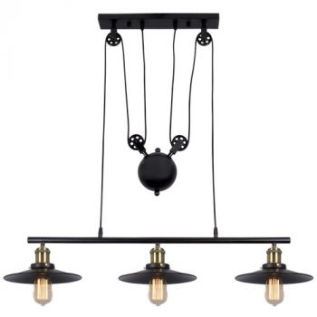 Brightstar CH238/3 MATT BLACK Matt Black Metal with Pulley Cord