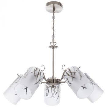 Brightstar CH239/5 SATIN Satin Chrome with Patterned Frosted Glass