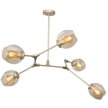 Brightstar CH265/5 GOLD Metal and Champagne Colour Glass