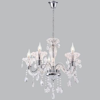 Brightstar CH266/5 CHROME Polished Chrome Chandelier with Crystals