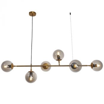 Brightstar CH508/6 GD/SM Satin Gold Chandelier with Smoke Colour Glass Gold/Smoke