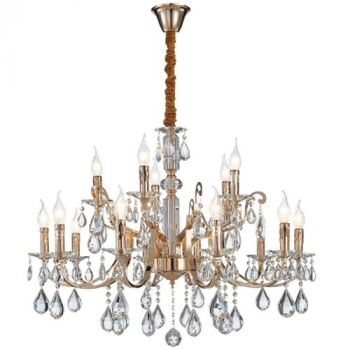 Brightstar CH511/15 CRYSTAL Iron Clear Glass and Crystal Chandelier