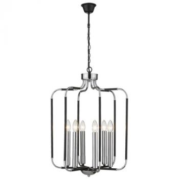 Brightstar CH515/6 CHROME Polished Chrome and Black Chandelier Chrome