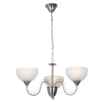Brightstar CH665/3 SATIN Satin Chrome Chandelier with Alabaster Glass