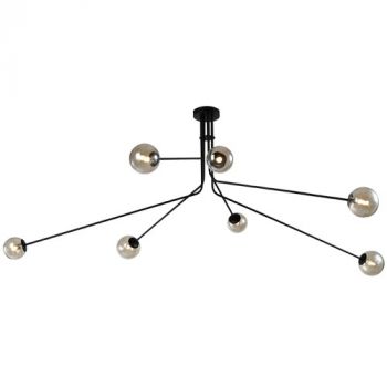 Brightstar CH700/7 BLACK Metal Chandelier with Amber Glass