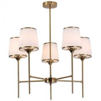 Brightstar CH707/5 BRASS Metal Chandelier with White Glass Shades 5X40W Ses Brass