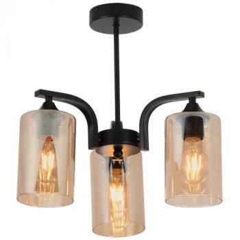 Brightstar CH708/3 BLACK Metal Chandelier with Amber Glass 3X40W E27 Black