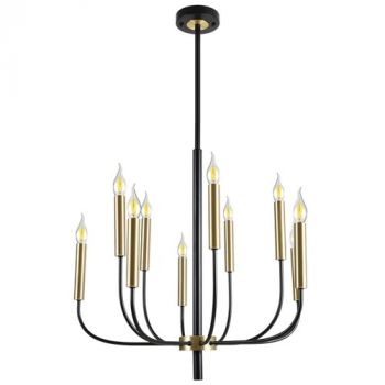 Brightstar CH715/10 GD/BK Metal Chandelier 10X60W E14 Black and Gold