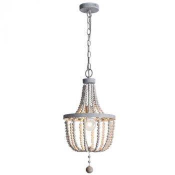Brightstar CH893/1 BEAD Metal and Wood Bead Chandelier White Washed