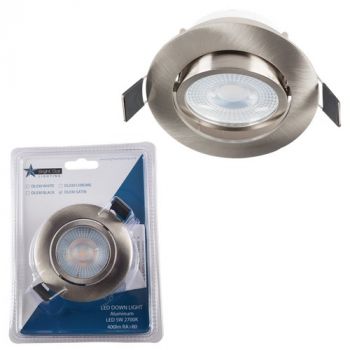 Brightstar DL030 BLACK, DL030 CHROME, DL030 Satin Chrome, DL030 WHITE Blister Pack with Aluminium Tilt LED Down Lighter and Bulb (Multiple Colours/Finishes)