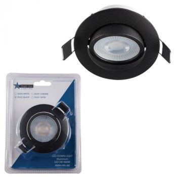 Brightstar DL031 BLACK, DL031 CHROME, DL031 Satin Chrome, DL031 WHITE Blister Pack with Aluminium Tilt LED Down Lighter and Bulb (Multiple Colours/Finishes)