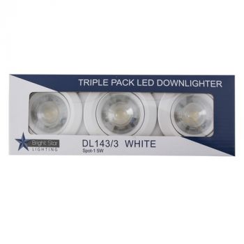 Brightstar DL143/3 WHITE Triple Pack LED Down Lights Metal with Polycarbonate Cover Tilt