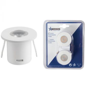 Brightstar DL622 WH WARM 2 Pack 1W LED 3000K White Circular Star Light, IP20 Downlight