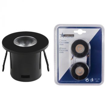 Brightstar DL625 BK COOL 2 Pack 1W LED 4200K Black Circular Star Light, IP20 Downlight