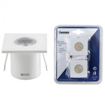 Brightstar DL626 WH WARM 2 Pack 1W LED 3000K White Square Star Light, IP20 Downlight
