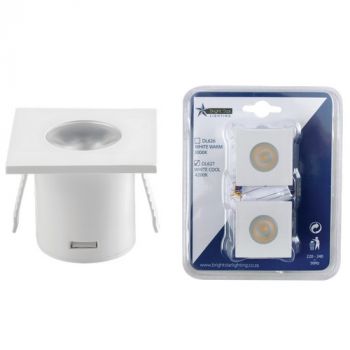 Brightstar DL627 WH COOL 2 Pack 1W LED 4200K White Square Star Light, IP20 Downlight
