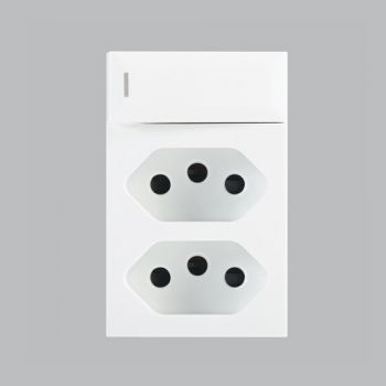 Brightstar ECP118 WHITE Modular 16A 2x Slim RSA Sockets, Switched (Triple Module) White