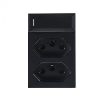 Brightstar ECP168 BLACK Modular 16A 2x Slim RSA Sockets, Switched (Triple Module) Black