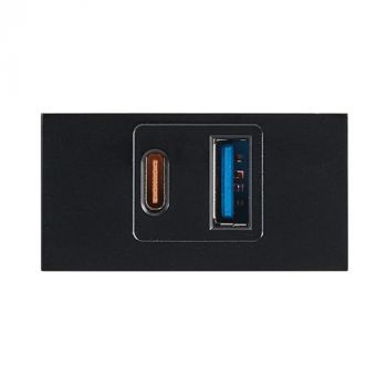 Brightstar ECP170 BLACK Modular 5V 3.4A USB Type A and C (Single Module) Black