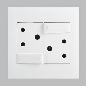 Brightstar EPL233 WHITE Modular 2 x 16A RSA Sockets with Switches - 4 X 4 White