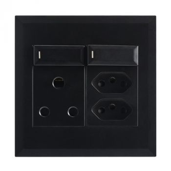 Brightstar EPL285 BLACK Modular 16A Socket with Switch, 2 x Slim RSA Sockets with Switch - 4 X 4 Black