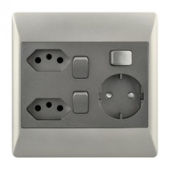 Brightstar EPL364 DUO 2 New RSA Sockets + Schuko with 3 Switches - 4 X 4