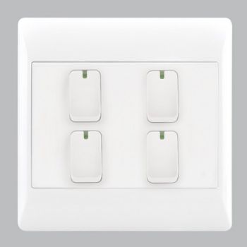 Brightstar ESW008 WHITE 4 Lever 1 Way Switch - 4 X 4 White